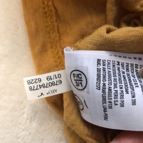 Boho embroidered cropped top in ochre from American Eagle Outfitters - Picture 6 of 9